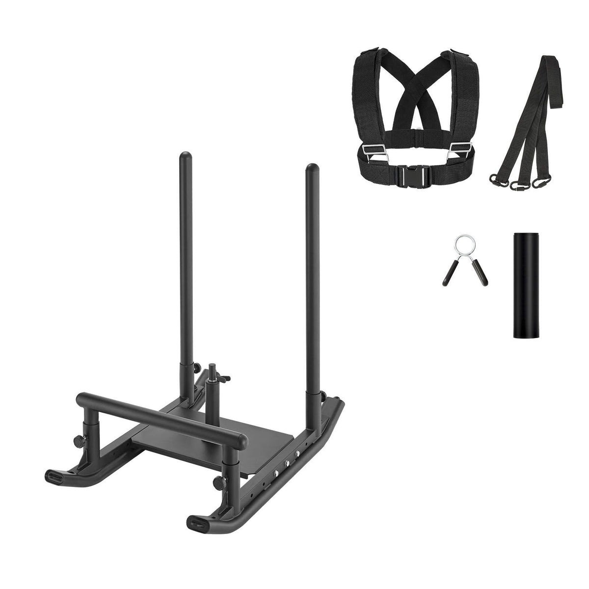 Weight Sled, Steel Power Sled, Fitness Strength Training Sleds for Athletic Exercise Speed Improvement, Workout Fitness Equipment with Handle, Compatible with 1/2 in Weight Plates, Black