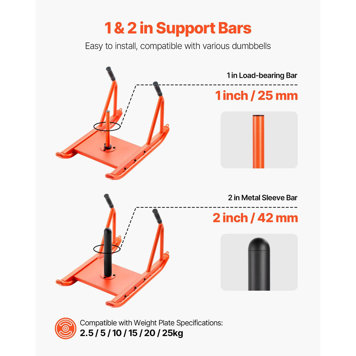Weight Sled, Steel Power Sled, Fitness Strength Training Sleds for Athletic Exercise Speed Improvement, Workout Fitness Equipment with Handle, Compatible with 1/2 in Weight Plates, Orange