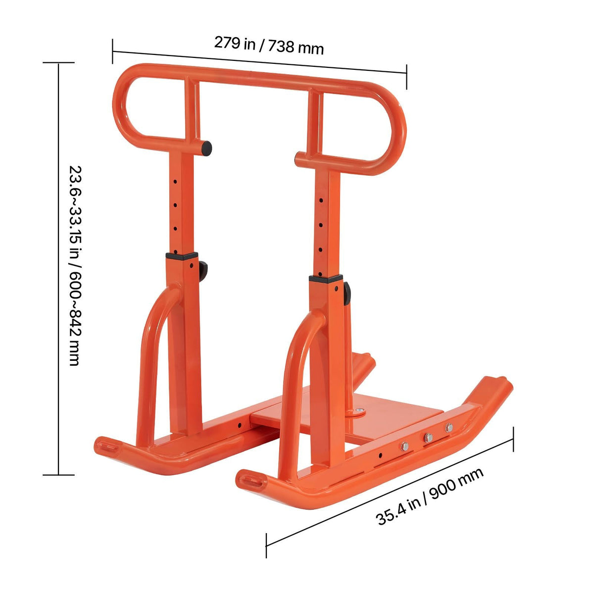 Weight Sled, Steel Power Sled, Fitness Training Sleds for Athletic Exercise Speed Improvement, Workout Equipment with Adjustable Height Handle, Compatible with 1/2 in Weight Plates, Orange