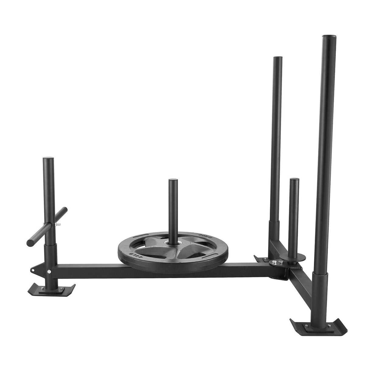 Weight Training Sled, Pull Push Power Sled with Handle, Fitness Strength Resistance Training, Steel Workout Equipment for Athletic Exercise & Speed Improvement, Fit for 2" Weight Plate, Black