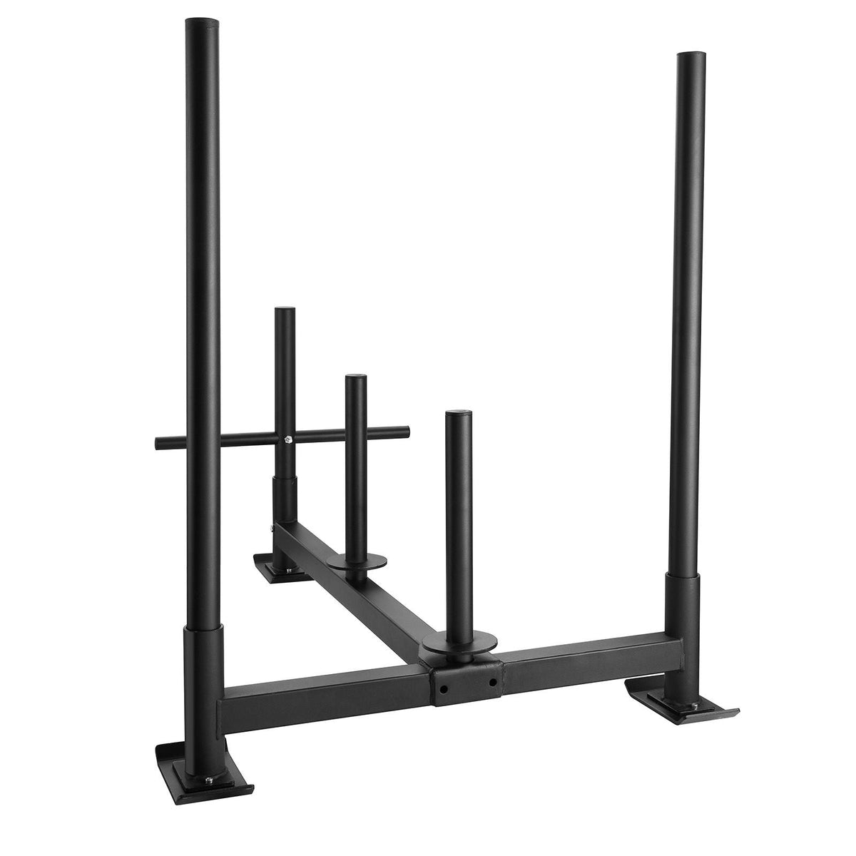 Weight Training Sled, Pull Push Power Sled with Handle, Fitness Strength Resistance Training, Steel Workout Equipment for Athletic Exercise & Speed Improvement, Fit for 2" Weight Plate, Black