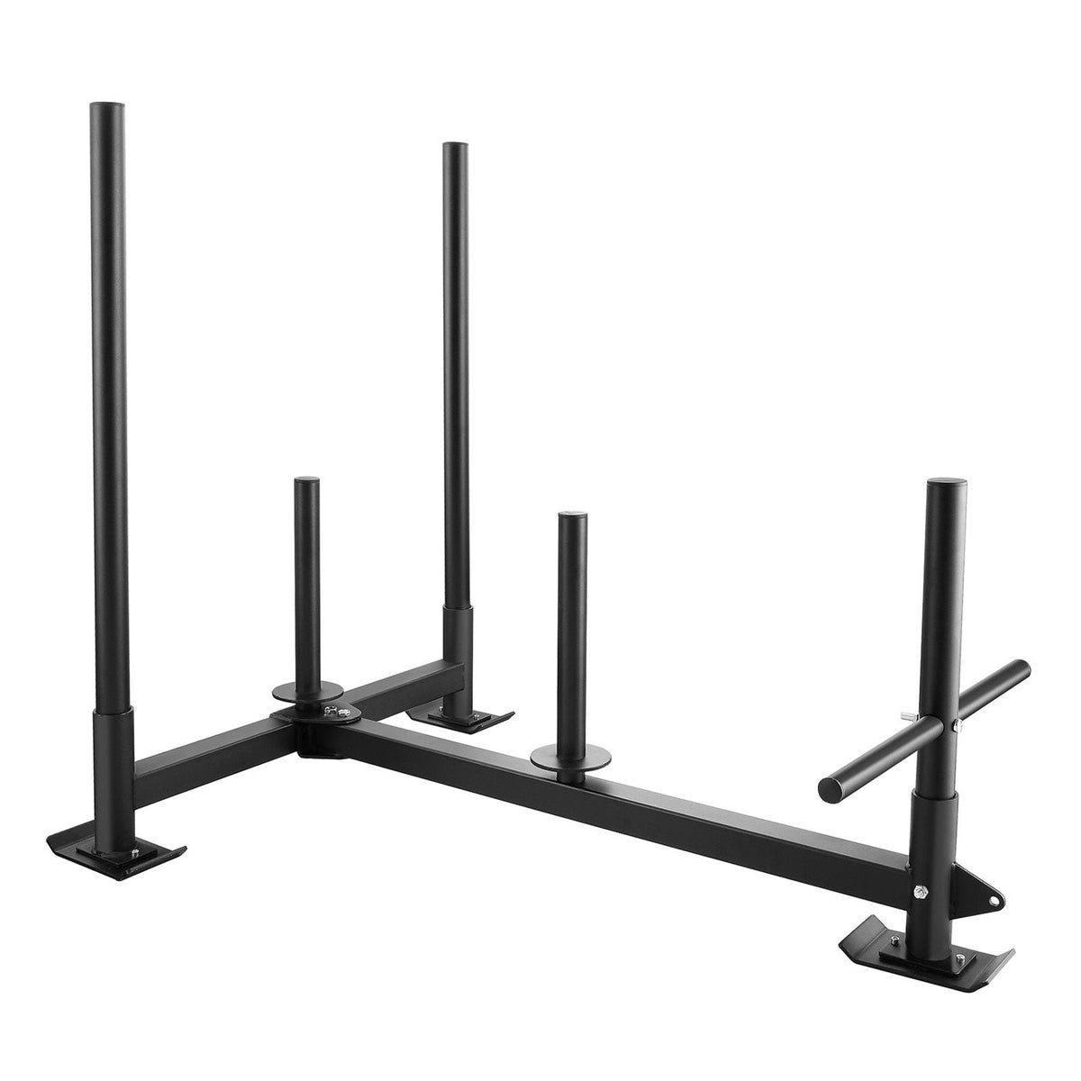 Weight Training Sled, Pull Push Power Sled with Handle, Fitness Strength Resistance Training, Steel Workout Equipment for Athletic Exercise & Speed Improvement, Fit for 2" Weight Plate, Black
