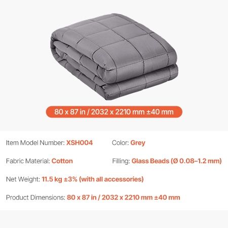 Weighted Blanket, 25 lbs, 80 x 87 in King Size, Soft 100% Cotton Heavy Blanket with Glass Beads, Breathable Material, Suitable for 250-310 lbs lbs Adults, Anxiety Stress Relief, Grey