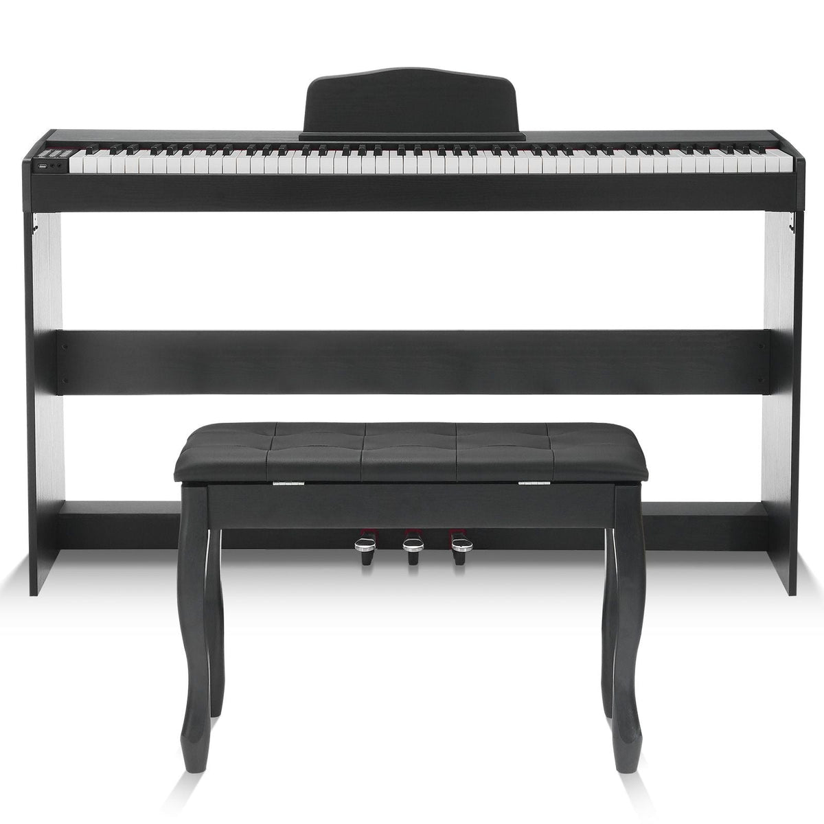 Weighted Digital Piano, 88 Key Fully Weighted Keys, Dual Keyboard & Speakers Simple Cabinet Bracket with Twin Bench Headphone 200 Tones & Rhythms, Support Bluetooth/USB/MIDI, for Teachers Lesson