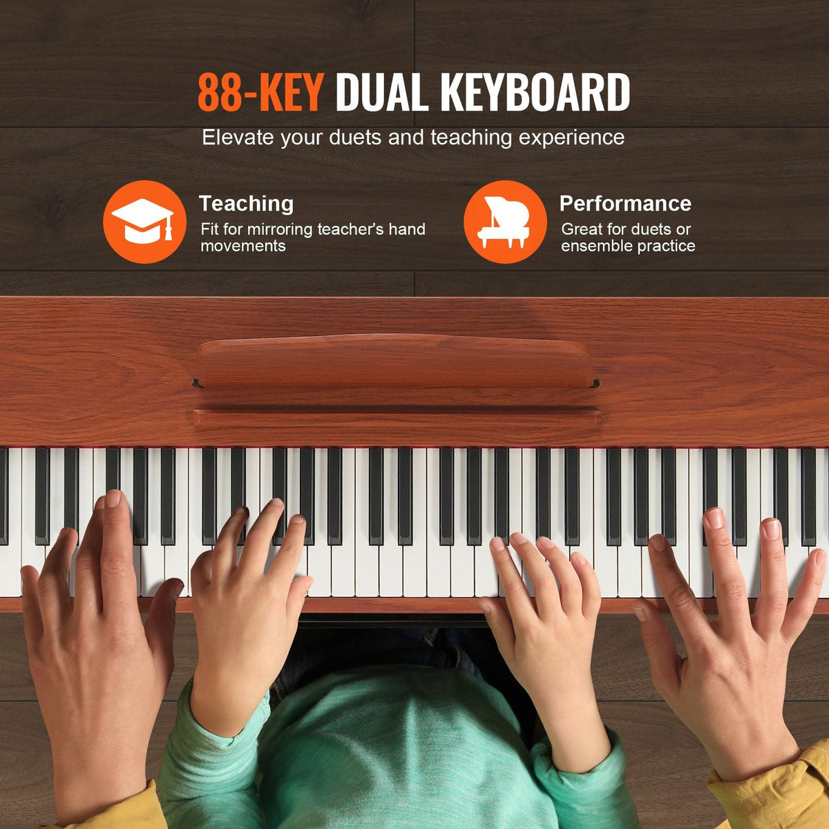 Weighted Digital Piano, 88 Key Fully Weighted Keys, Electric Piano Dual Keyboard & Speakers Four Legged Piano Stand with Headphone 200 Tones & Rhythms, Support Bluetooth/USB/MIDI, for Beginners
