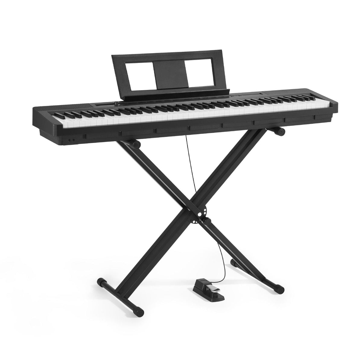 Weighted Digital Piano, 88 Keys Fully Weighted, Electric Piano Dual Keyboard & Speakers with X Stand, Sustain Pedal, Recording Function, 280 Tones, Wireless Connection, for Beginners, Black