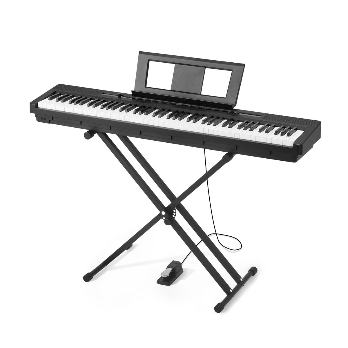 Weighted Digital Piano, 88 Keys Fully Weighted, Electric Piano Dual Keyboard & Speakers with X Stand, Sustain Pedal, Recording Function, 280 Tones, Wireless Connection, for Beginners, Black
