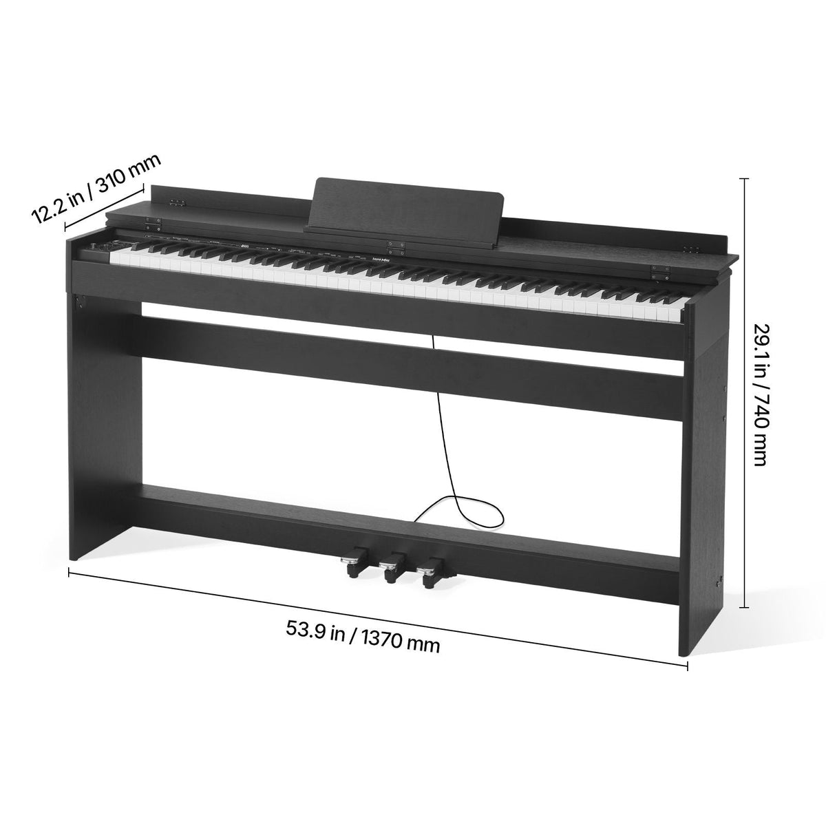 Weighted Digital Piano, 88 Keys Fully Weighted, Electric Piano Keyboard with Furniture Stand, Power Adapter, Triple Pedal, 680 Tones, Support Wireless Connection, with Headphones, for Beginners