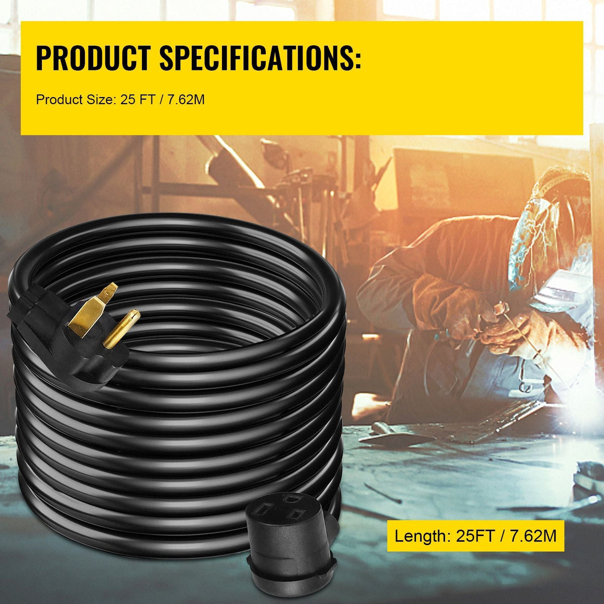 Welder Extension Cord 30Amp 25ft 250V, Welding Power Cord with NEMA 6-50 Plug 10 Gauge 3 Prong for MIG,Lincoln,Plasma,Miller,TIG