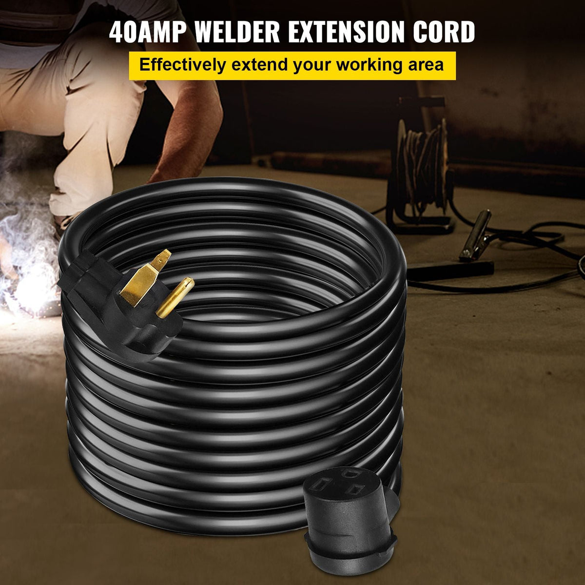 Welder Extension Cord 40Amp 25ft 250V, Welding Power Cord with NEMA 6-50 Plug 8 Gauge 3 Prong for MIG,Lincoln,Plasma,Miller,TIG
