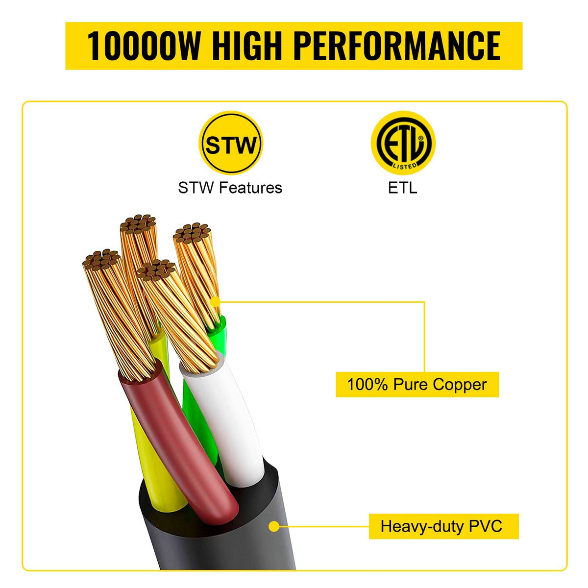 Welder Extension Cord 40Amp 50ft 250V, Welding Power Cord with NEMA 6-50 Plug 8 Gauge 3 Prong for MIG,Lincoln,Plasma,Miller,TIG Tested to UL Standards
