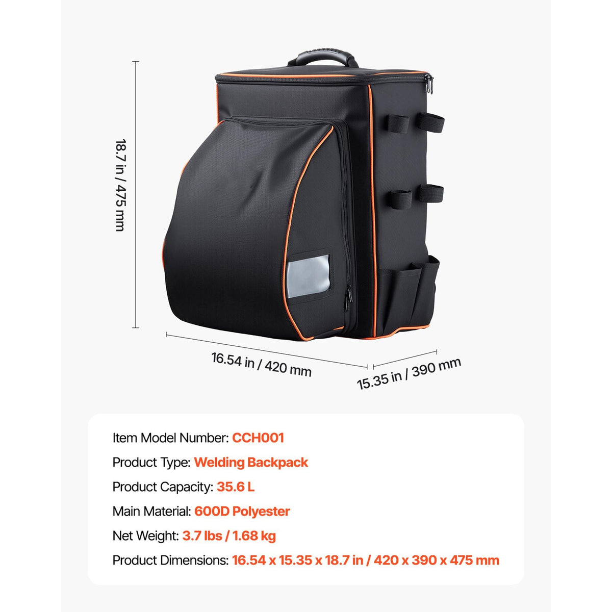 Welding Backpack, 35.6L Welder Backpack for Tools and Helmet, 600D Polyester Extreme Gear Pack with Helmet Catch Bag, Multi-Purpose Gear Storage Bag for Welding, Outdoor Camping, Mountaineering