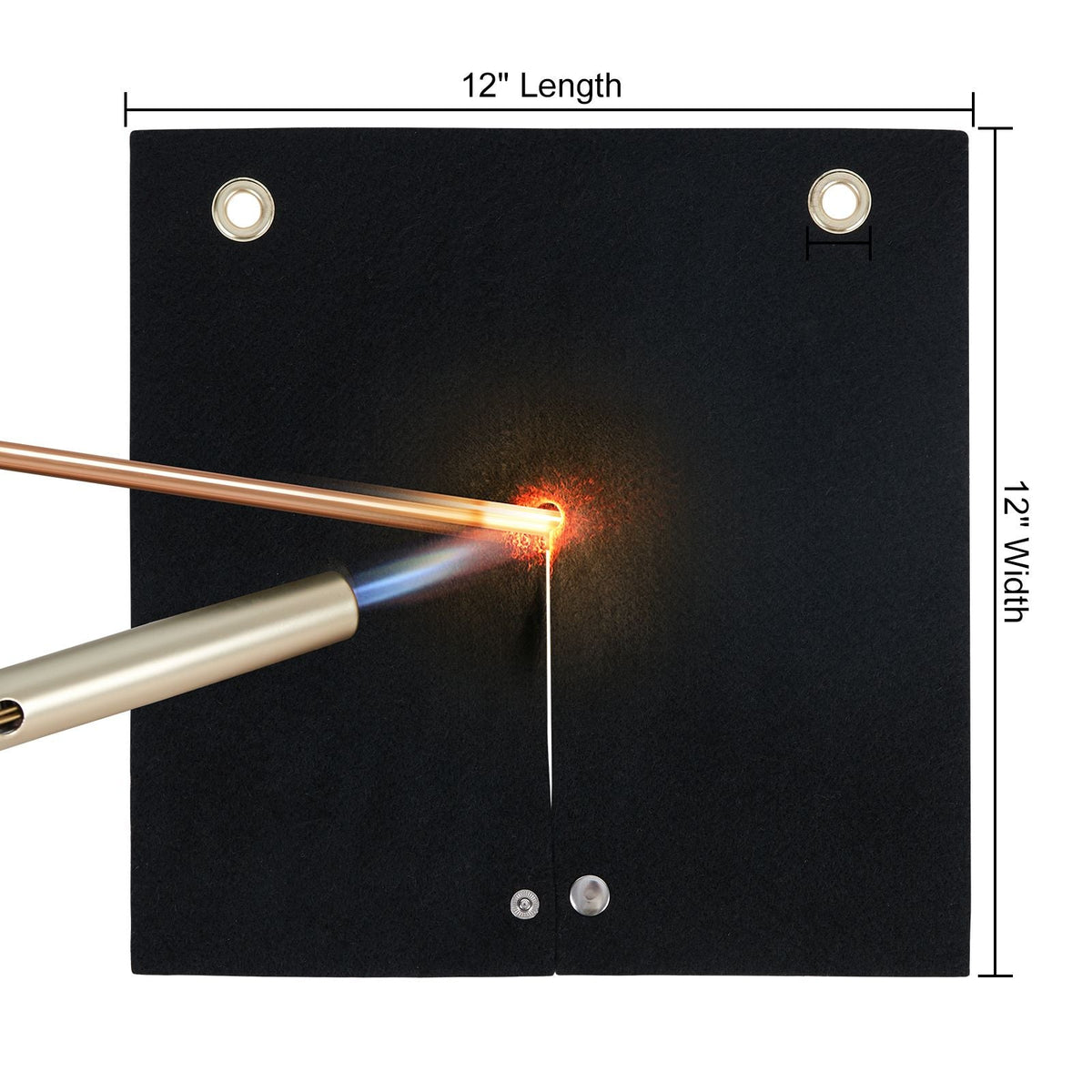 Welding Blanket, 12" x 12" Carbon Fiber Heat Shield Welding Mat, Up To 1800 F Heat Resistant, Flame Protector Pad Plumbing Hole Propane Torch, Soldering Pad with Metal Grommets for Copper Pipe