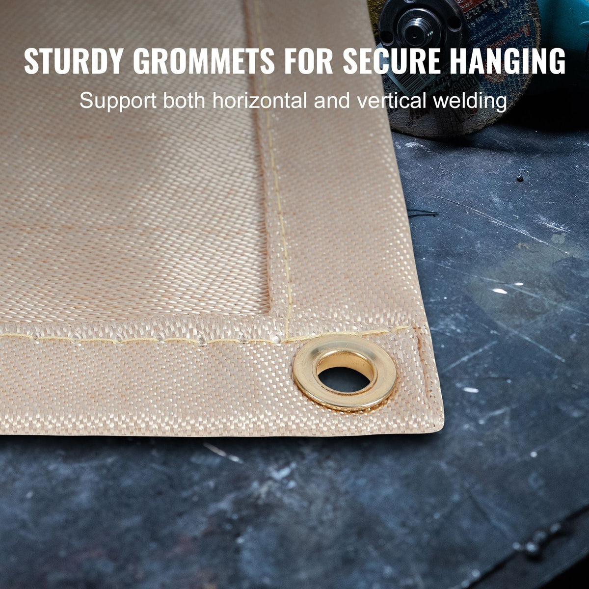 Welding Blanket 2 Pack, 6FT x 8FT Heat Treated Welding Blanket, Up To 998 F Heat Resistant Blanket Set, Heavy-Duty Fiberglass Flame Retardant Insulation Welding Mat Cover with Metal Grommets