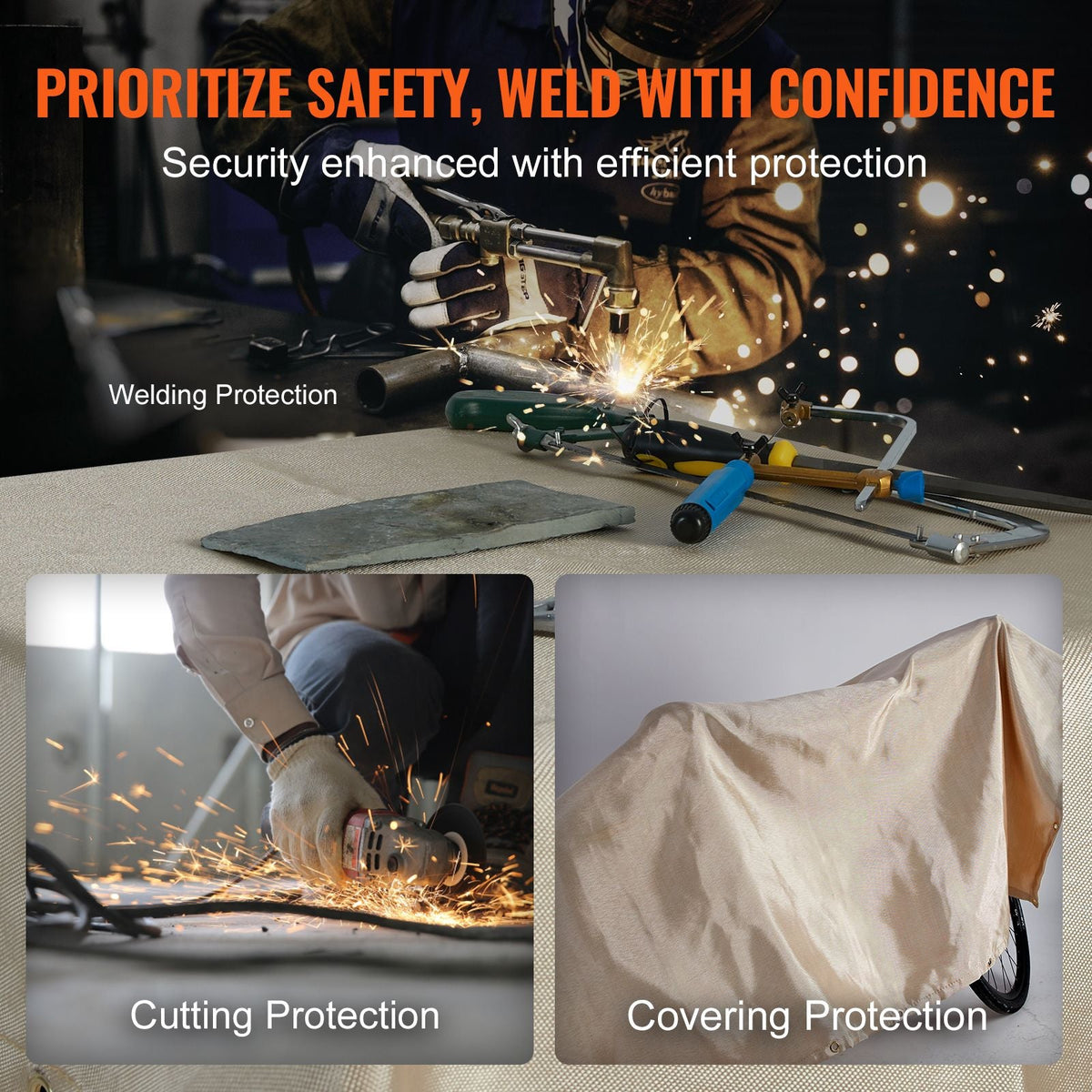 Welding Blanket 2 Pack, 6FT x 8FT Heat Treated Welding Blanket, Up To 998 F Heat Resistant Blanket Set, Heavy-Duty Fiberglass Flame Retardant Insulation Welding Mat Cover with Metal Grommets