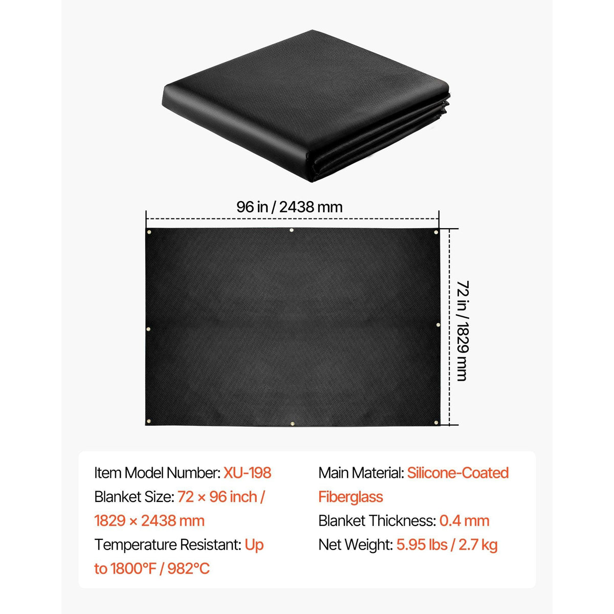 Welding Blanket, 6 x 8 FT Silicone Coated Fiberglass Welding Blanket, Up to 1800 Fahrenheit Heat Resistant Safety Protection Blankets, Flame Retardant Fireproof Insulation Mat