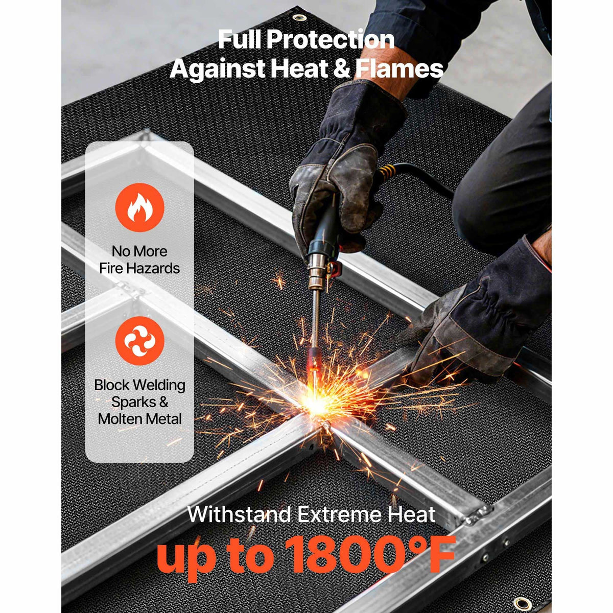 Welding Blanket, 6 x 8 FT Silicone Coated Fiberglass Welding Blanket, Up to 1800 Fahrenheit Heat Resistant Safety Protection Blankets, Flame Retardant Fireproof Insulation Mat