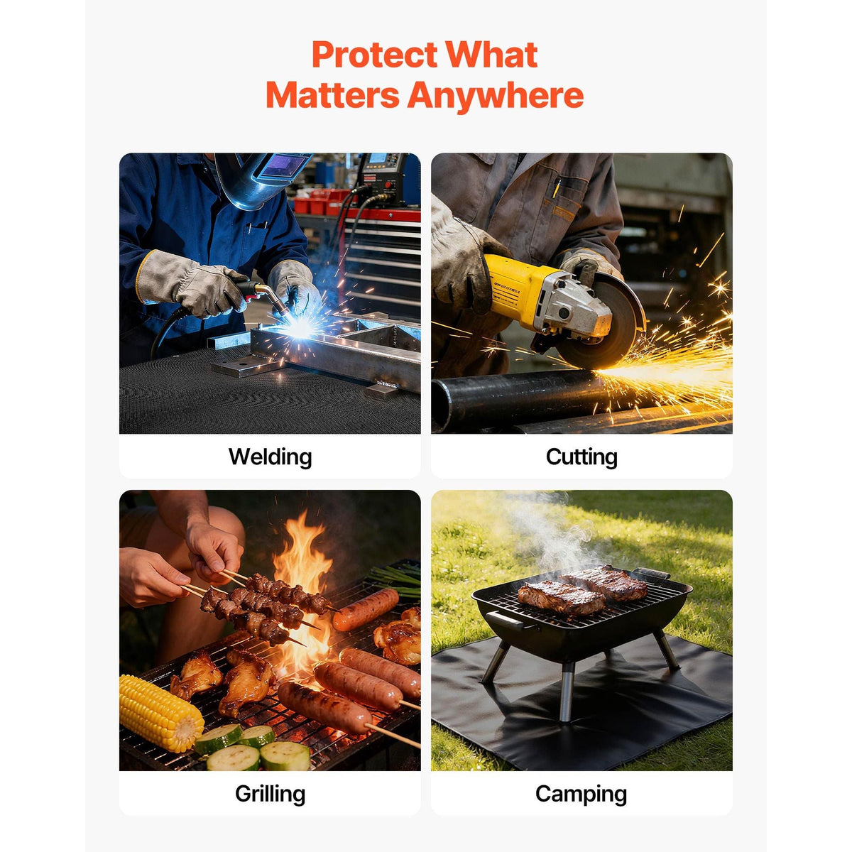Welding Blanket, 6 x 8 FT Silicone Coated Fiberglass Welding Blanket, Up to 1800 Fahrenheit Heat Resistant Safety Protection Blankets, Flame Retardant Fireproof Insulation Mat