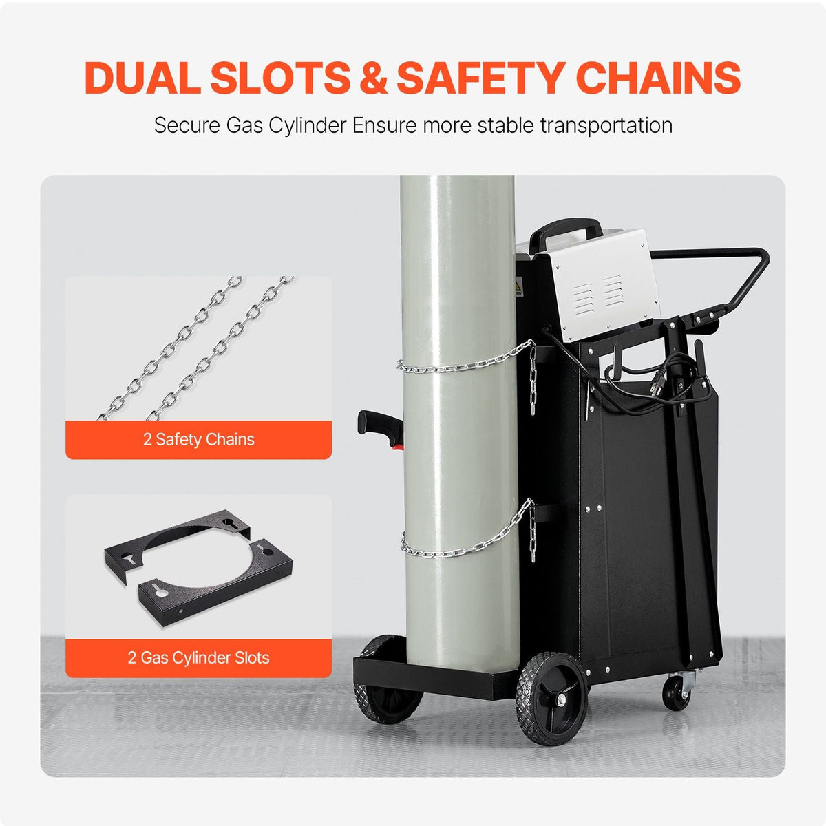 Welding Cart, 2 Drawers Welder Cart Heavy Duty with Anti-Theft Lockable Cabinet, 350LBS Static Weight Capacity, 360° Swivel Wheels, Tank Storage Safety Chains for MIG TIG Welder, Plasma Cutter