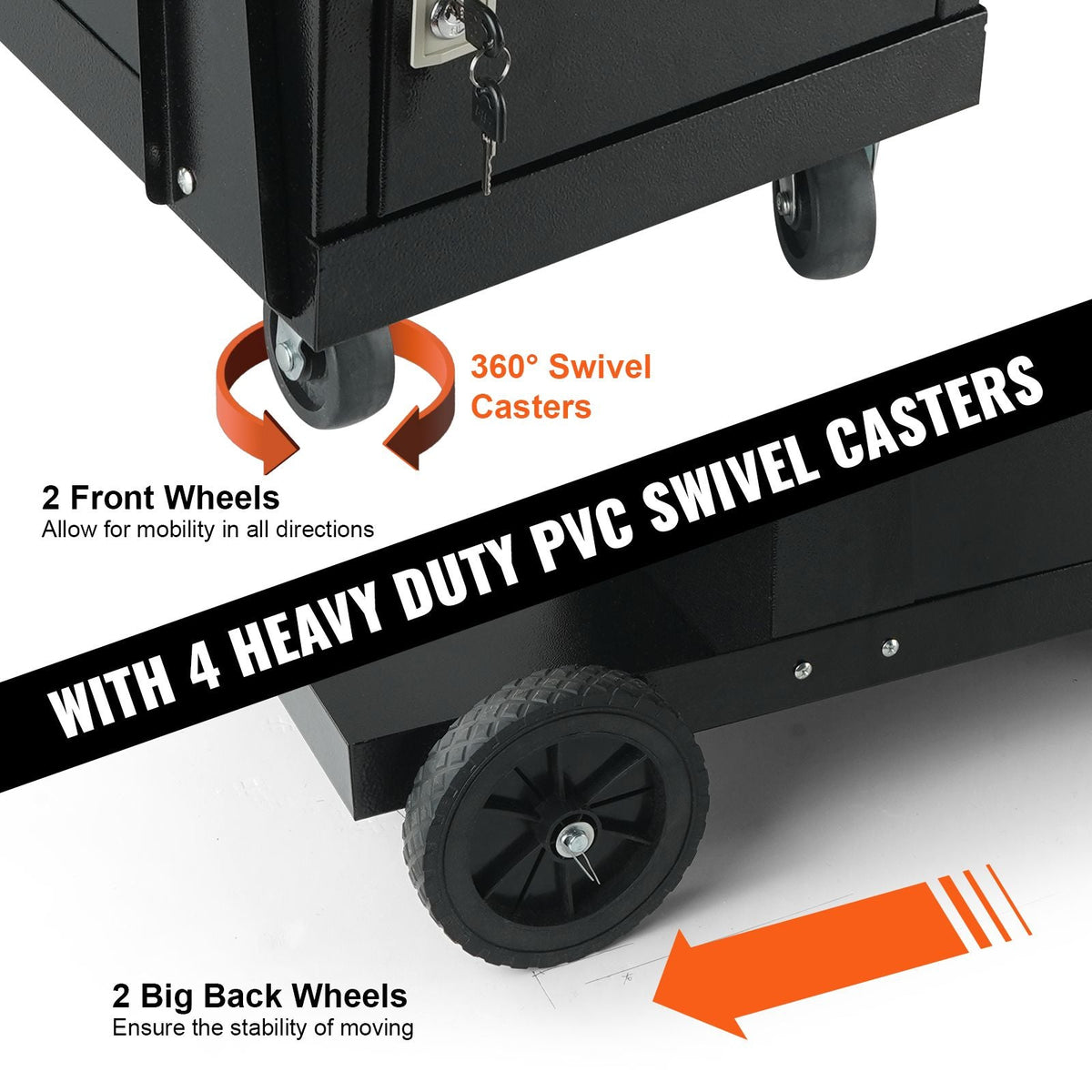 Welding Cart, 2-Tier Heavy Duty Welder Cart with Anti-Theft Lockable Cabinet, 265LBS Weight Capacity, 360° Swivel Wheels, Tank Storage Safety Chains, Welding Cabinet for TIG, ARC, Plasma Cutter