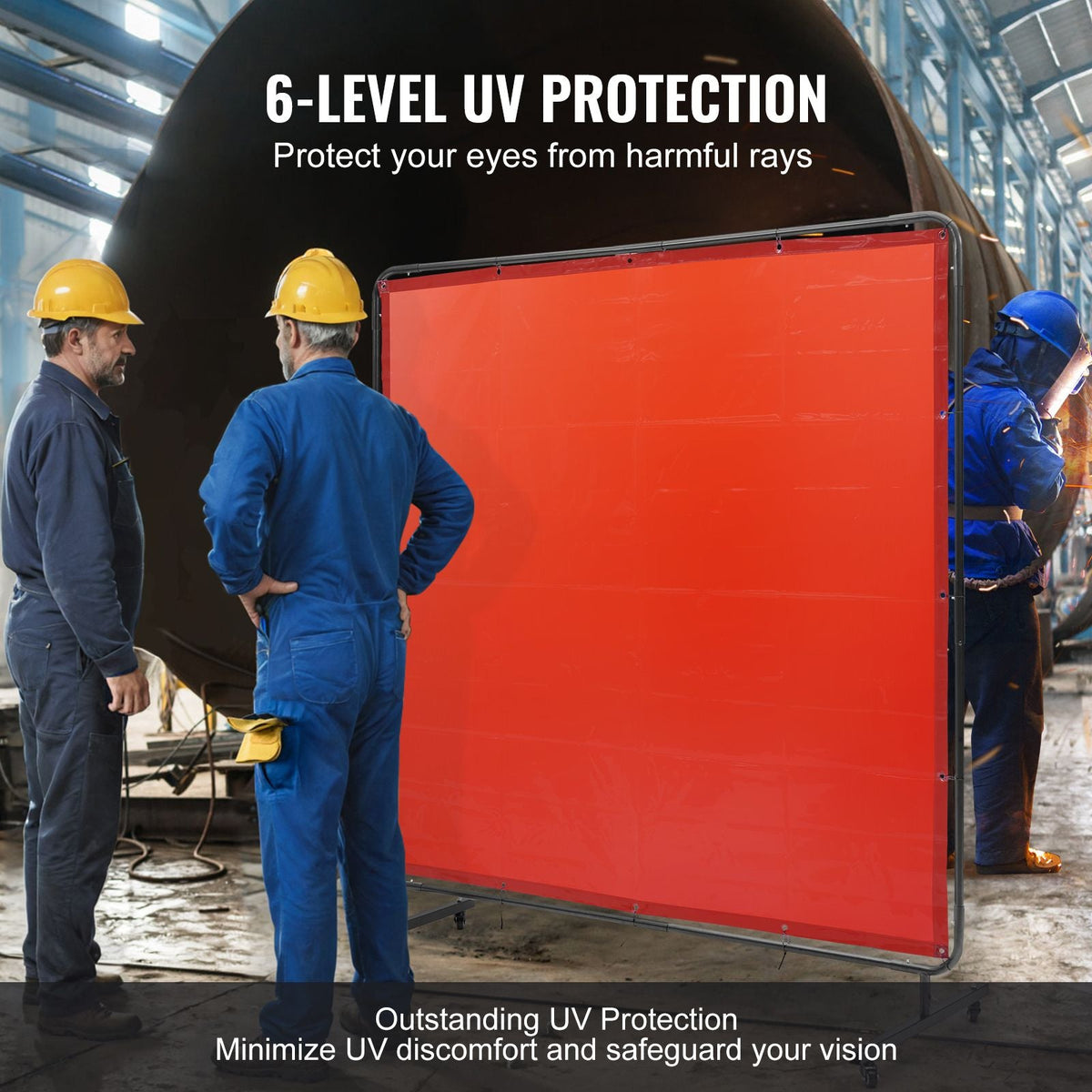 Welding Curtain Screen, 6 x 6 FT Hanging Welding Curtain Wall, Flame-Resistant Vinyl Welding Protection Screens with 6-Level UV Protection & Hanging Holes, Portable for Workshop/Industrial Use