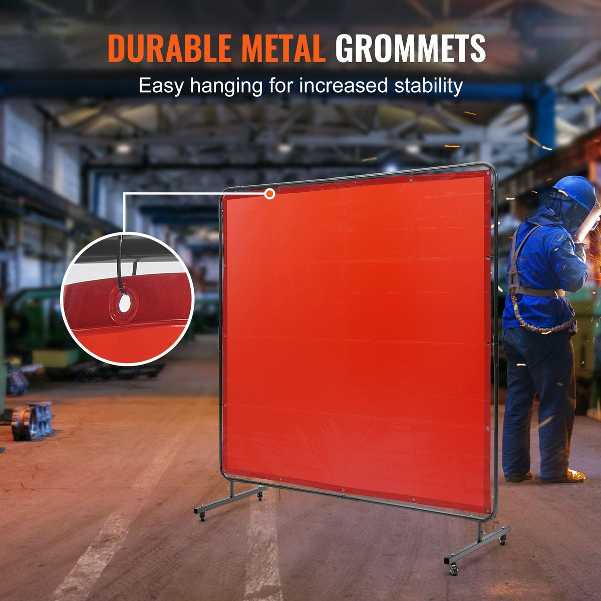 Welding Curtain Screen, 6 x 6 FT Hanging Welding Curtain Wall, Flame-Resistant Vinyl Welding Protection Screens with 6-Level UV Protection & Hanging Holes, Portable for Workshop/Industrial Use