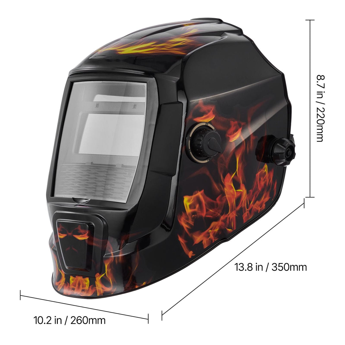 Welding Helmet Auto Darkening, 3.66" x 1.69" True Color Welding Hood, Solar-Powered Welder Mask 2 Arc Sensors, Shade 4/9-13 for TIG MIG ARC Weld Grinding - CRIUS Series (Yellow Flame Pattern)