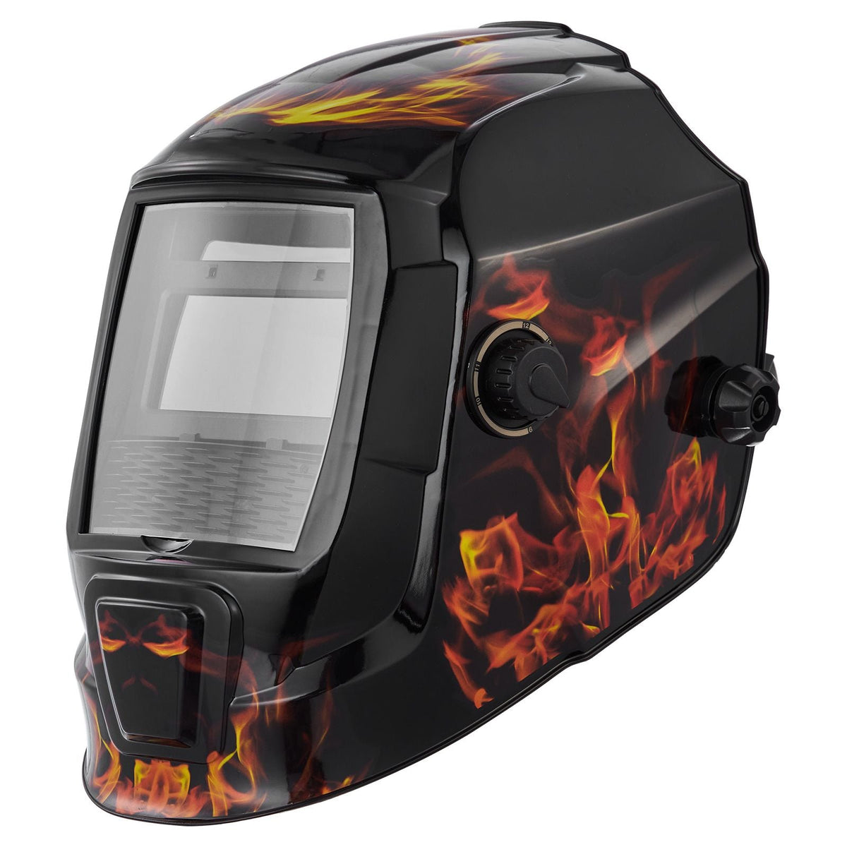 Welding Helmet Auto Darkening, 3.66" x 1.69" True Color Welding Hood, Solar-Powered Welder Mask 2 Arc Sensors, Shade 4/9-13 for TIG MIG ARC Weld Grinding - CRIUS Series (Yellow Flame Pattern)