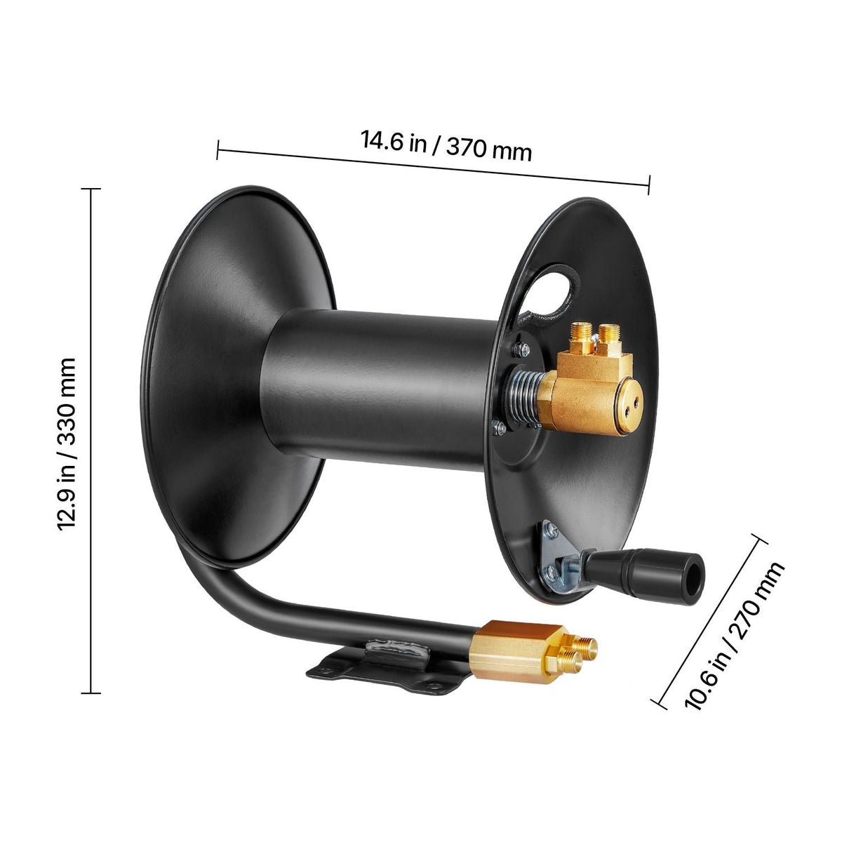 Welding Hose Reel, Hand Crank Rewind Hose Reel with 3FT Lead-in Hose and 9/16"-18 B Fittings, Ceiling/Wall Mount Heavy Duty Steel Reel for Workshops Garages (Welding Hose Not Included)