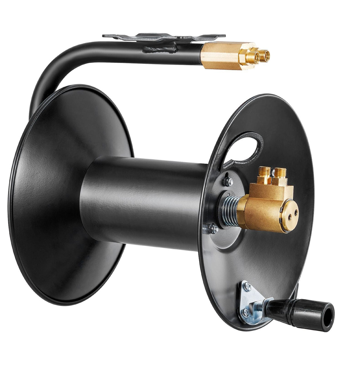 Welding Hose Reel, Hand Crank Rewind Hose Reel with 3FT Lead-in Hose and 9/16"-18 B Fittings, Ceiling/Wall Mount Heavy Duty Steel Reel for Workshops Garages (Welding Hose Not Included)