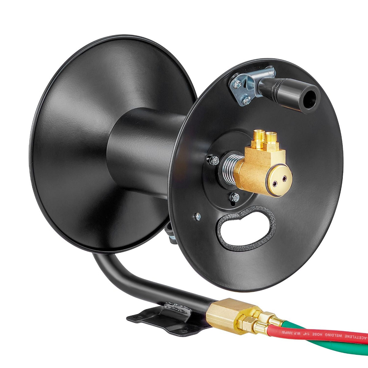 Welding Hose Reel, Hand Crank Rewind Hose Reel with 3FT Lead-in Hose and 9/16"-18 B Fittings, Ceiling/Wall Mount Heavy Duty Steel Reel for Workshops Garages (Welding Hose Not Included)