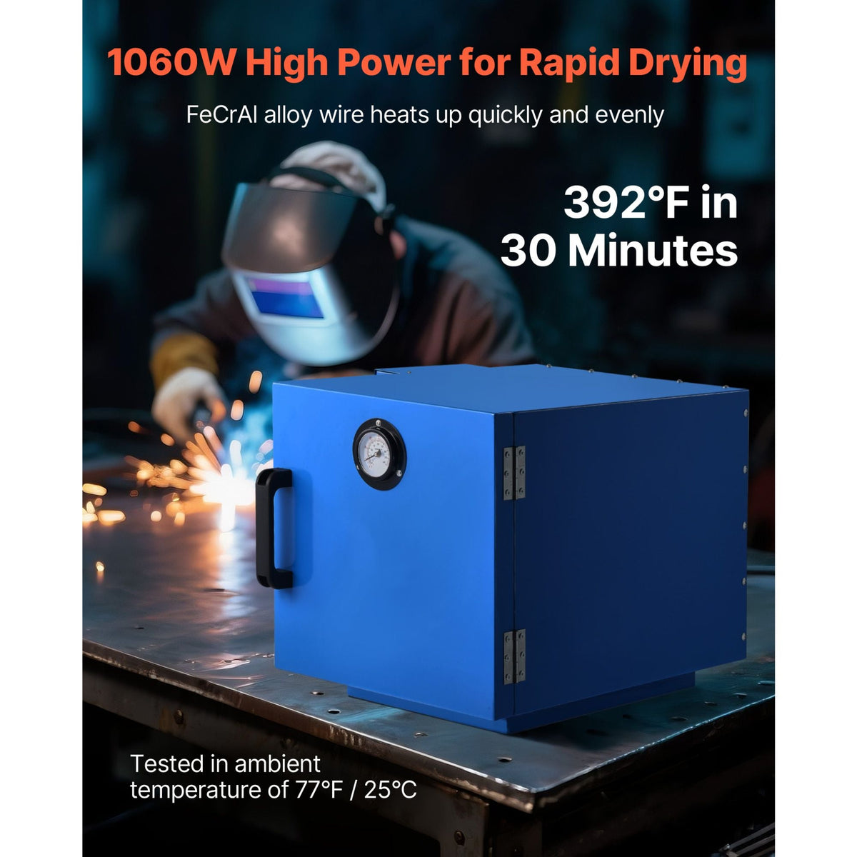 Welding Rod Oven, 200LBS Capacity Countertop Electrodes Drying Oven 1060W 120V, 104 - 392 Fahrenheit Adjustable Welding Rods Dryer for 18-inch Stick Electrode