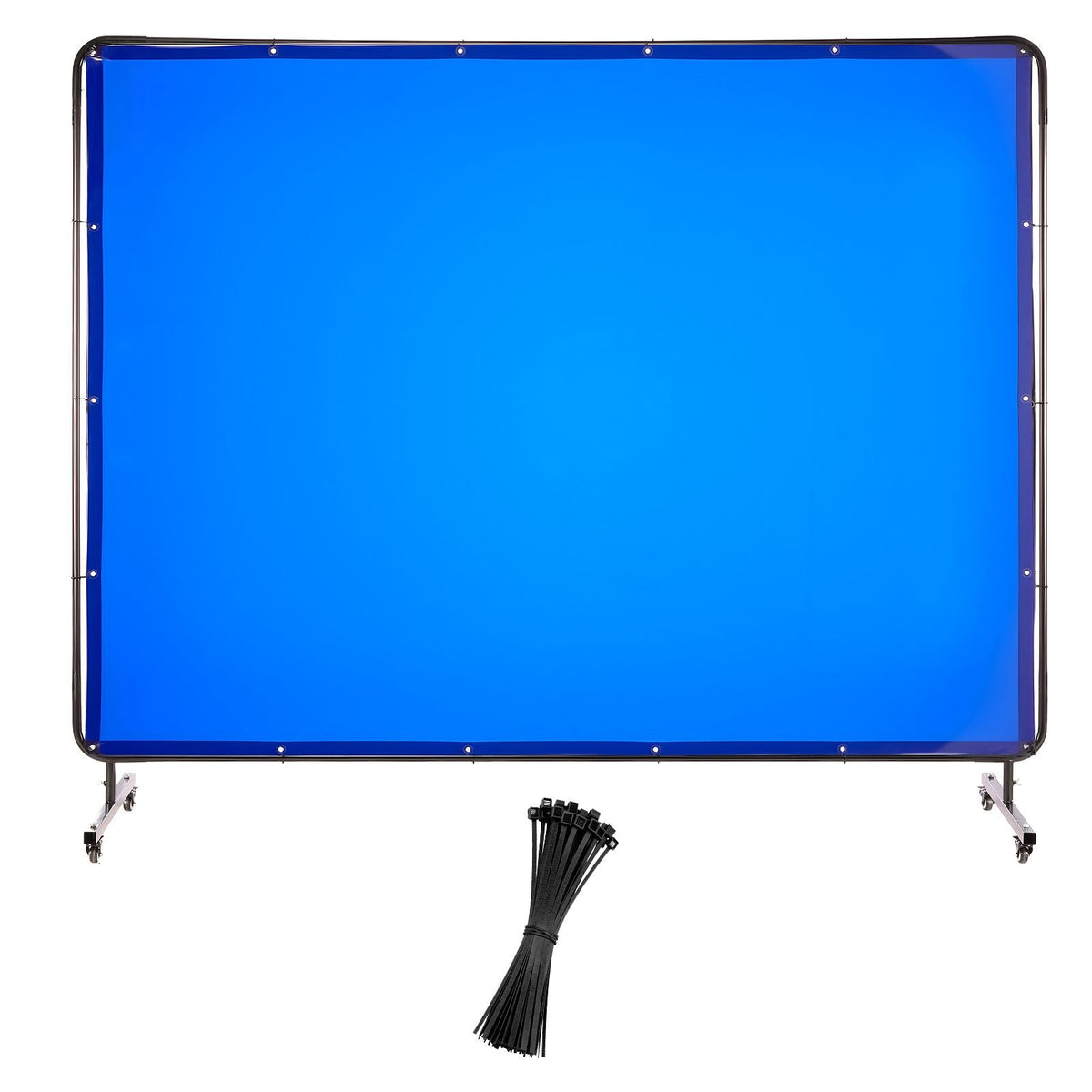 Welding Screen with Frame, 6 x 8 FT Welding Curtain Screen, Flame-Resistant Vinyl Safety Protection Screens with Lockable Swivel Wheels & 6-Level UV Protection for Workshop/Industrial Use, Blue