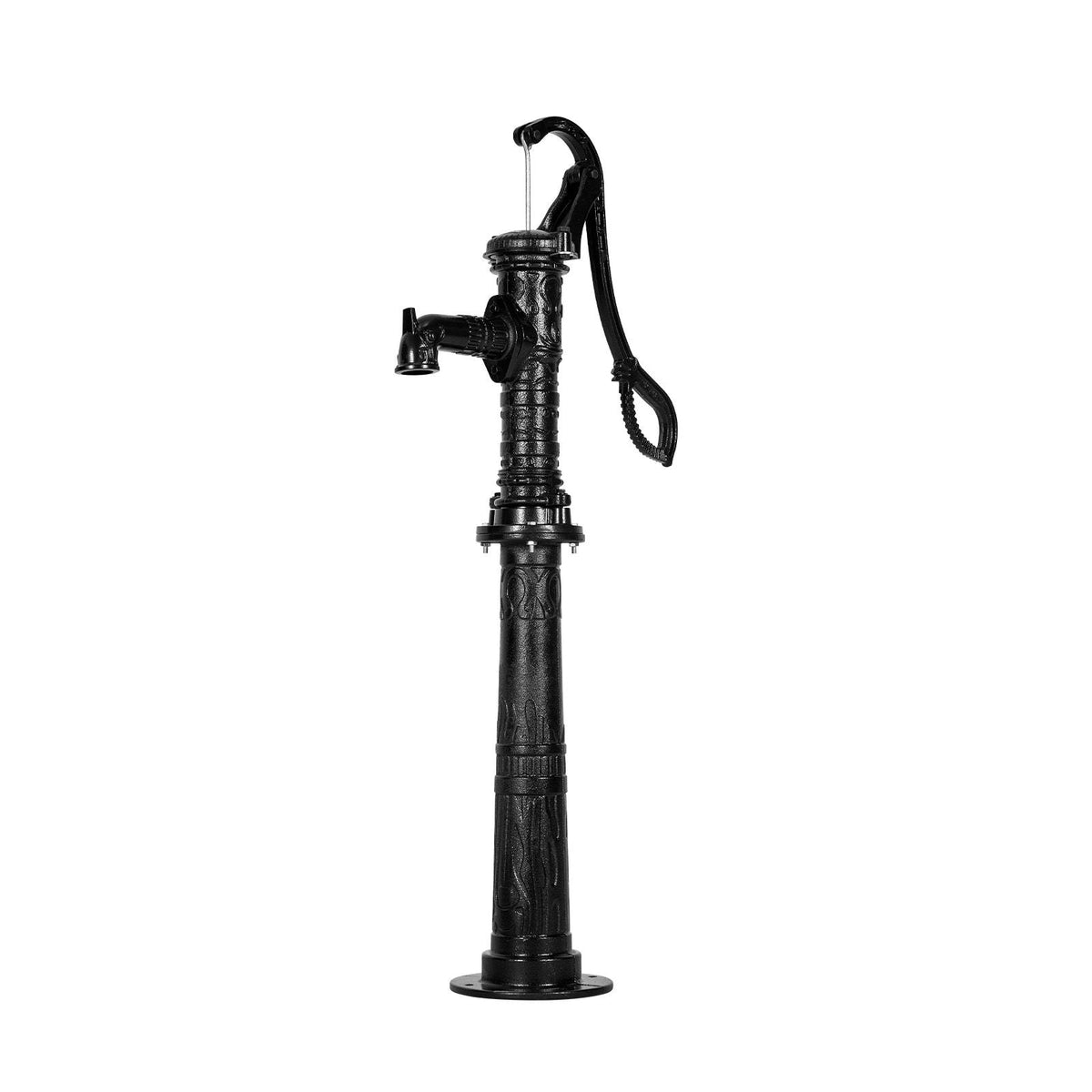 Well Hand Pitcher Pump, 20 ft Max Lift, Antique Cast Iron Manual Hand Water Pump with Heightening Base, NPT 1-1/4 in Connection, Easy Installation, for Outdoor Garden, Pond, Yard, Farm, Black