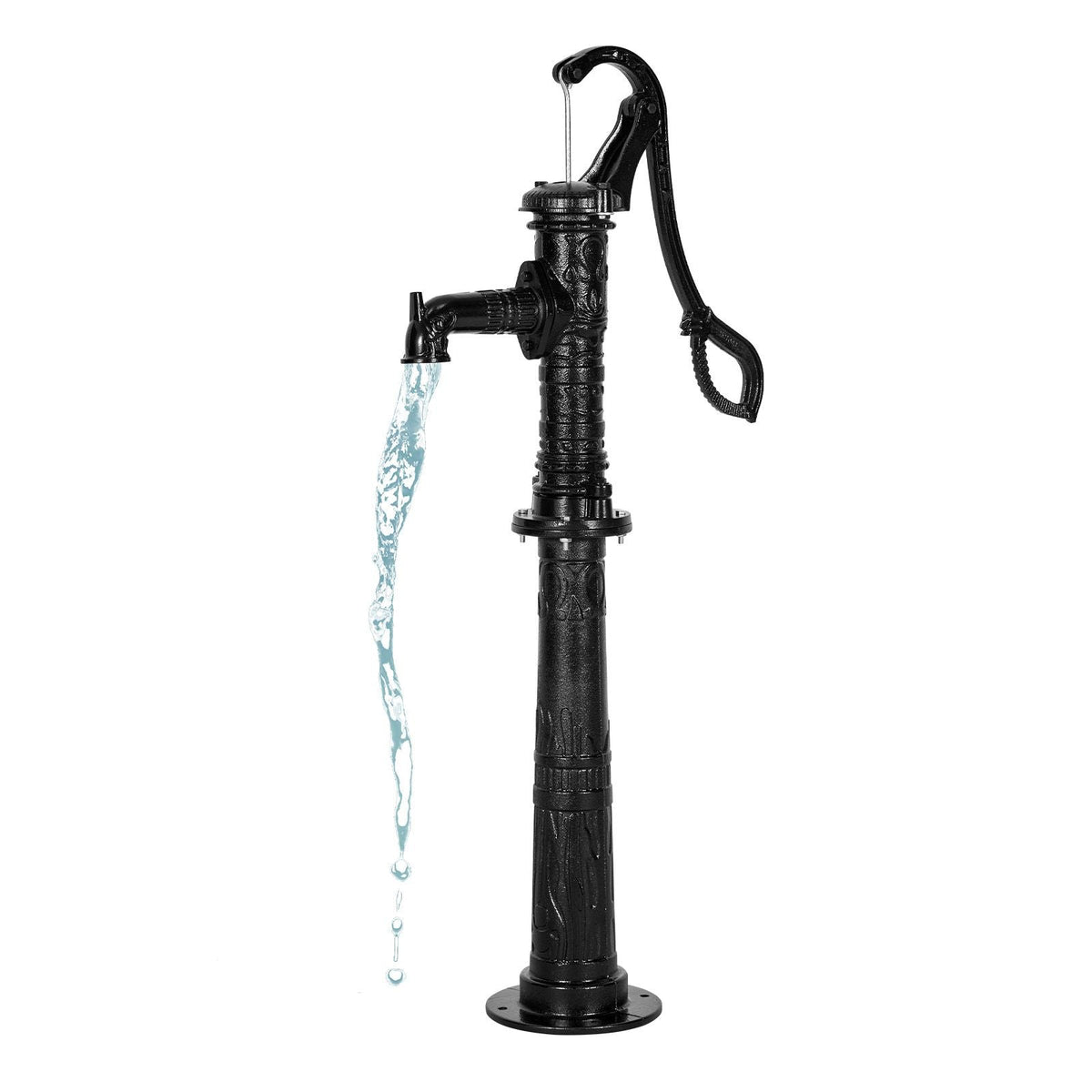 Well Hand Pitcher Pump, 20 ft Max Lift, Antique Cast Iron Manual Hand Water Pump with Heightening Base, NPT 1-1/4 in Connection, Easy Installation, for Outdoor Garden, Pond, Yard, Farm, Black