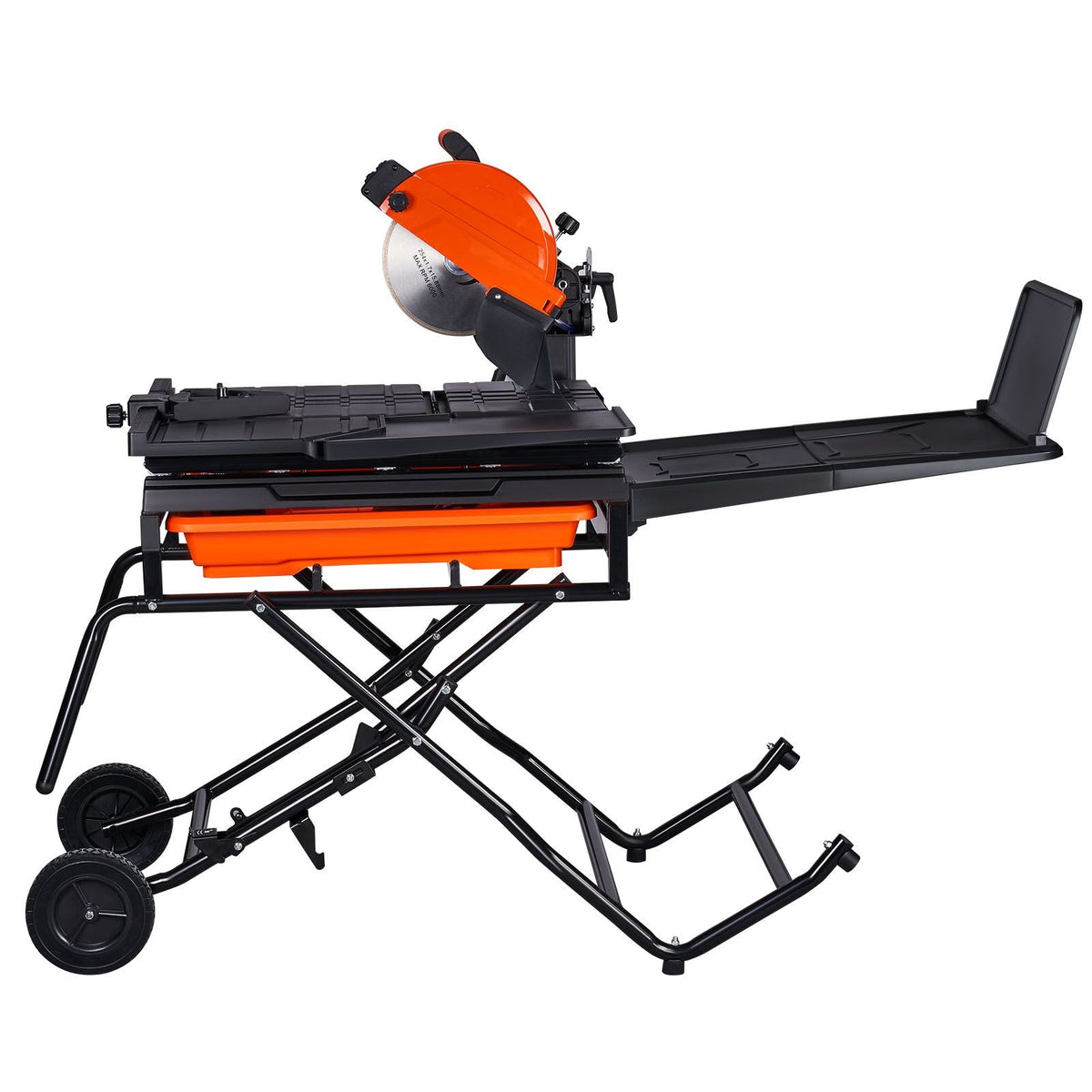 Wet Tile Saw with Stand, 10-inch 65Mn Steel Blade, 4500 RPM Motor, Tile Cutter Wet Saw with Water Reservoir and Casters, 0-45 Degrees Miter Angle for Cutting Tiles, Floor Tiles, and Stones