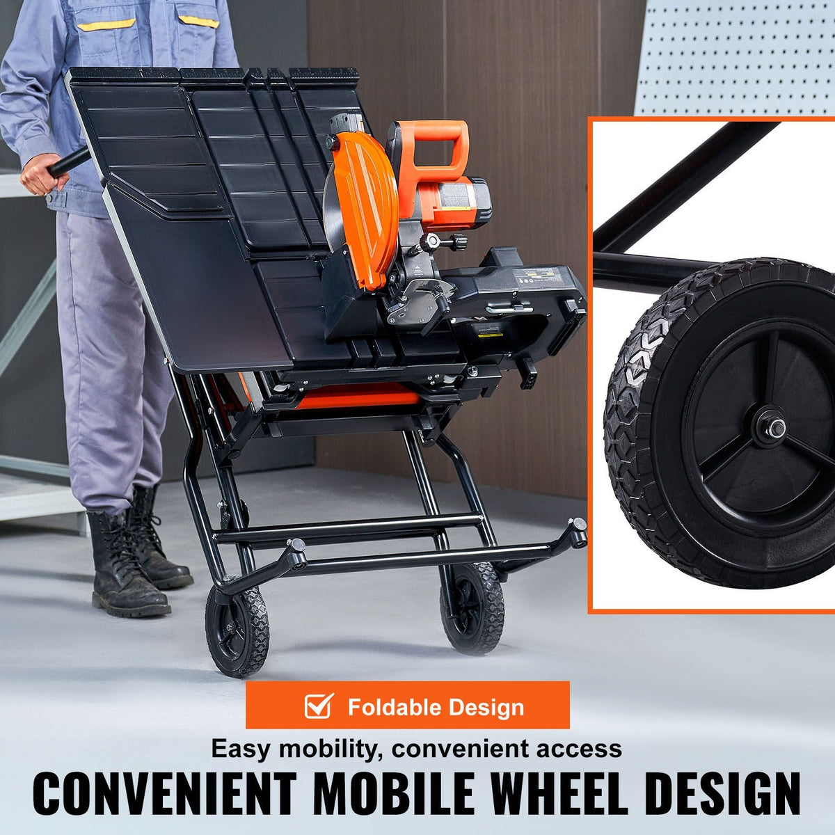 Wet Tile Saw with Stand, 10-inch 65Mn Steel Blade, 4500 RPM Motor, Tile Cutter Wet Saw with Water Reservoir and Casters, 0-45 Degrees Miter Angle for Cutting Tiles, Floor Tiles, and Stones