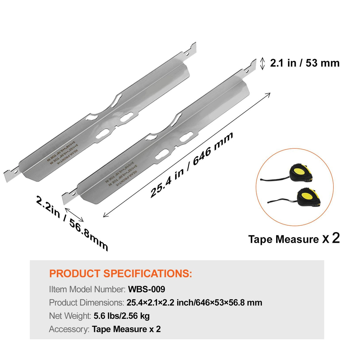 Wheel Alignment Tool, 2-Pack Toe Alignment Toe Plates, Stainless Steel Wheel Alignment Tool Plate, Toe Angle Accurate Measurement, Includes 2 Measuring Tapes & Conversion Chart