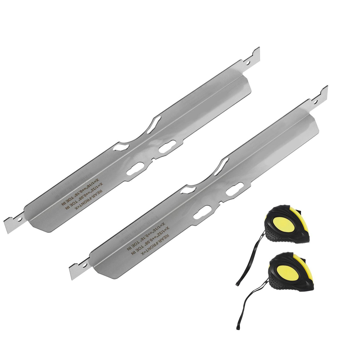 Wheel Alignment Tool, 2-Pack Toe Alignment Toe Plates, Stainless Steel Wheel Alignment Tool Plate, Toe Angle Accurate Measurement, Includes 2 Measuring Tapes & Conversion Chart