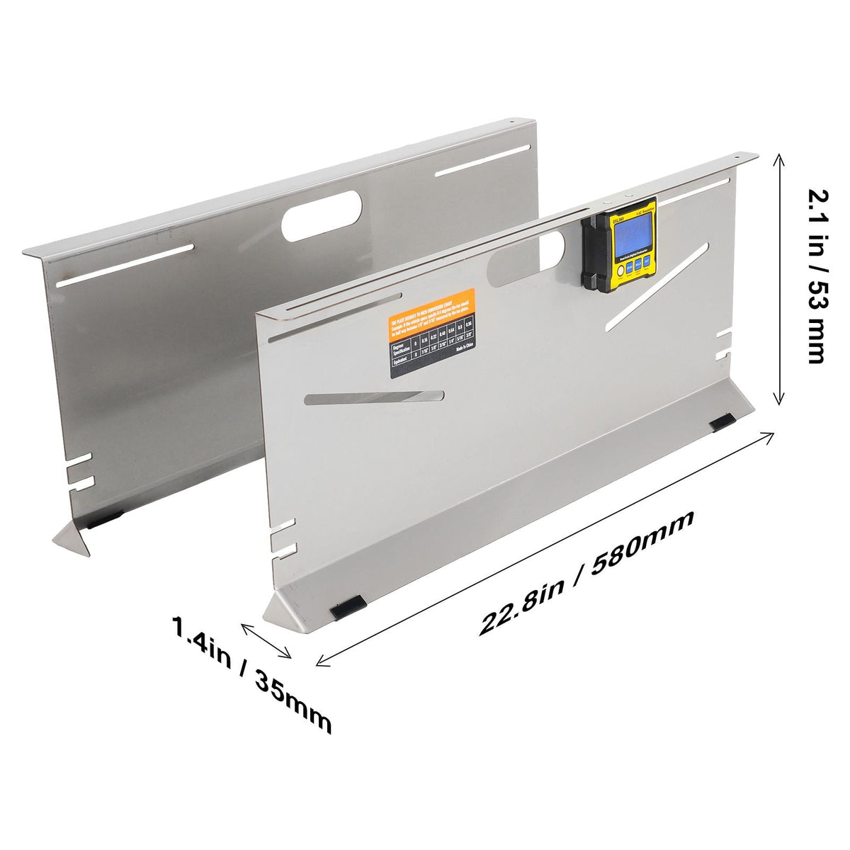 Wheel Alignment Tool, 2-Pack Toe Plates, Camber/Caster/Toe Gauge 0.1° Accuracy, Stainless Steel Tool Plate, Magnetic Slots and 6 Alignment Rods, Includes 2 Measuring Tapes & Conversion Chart