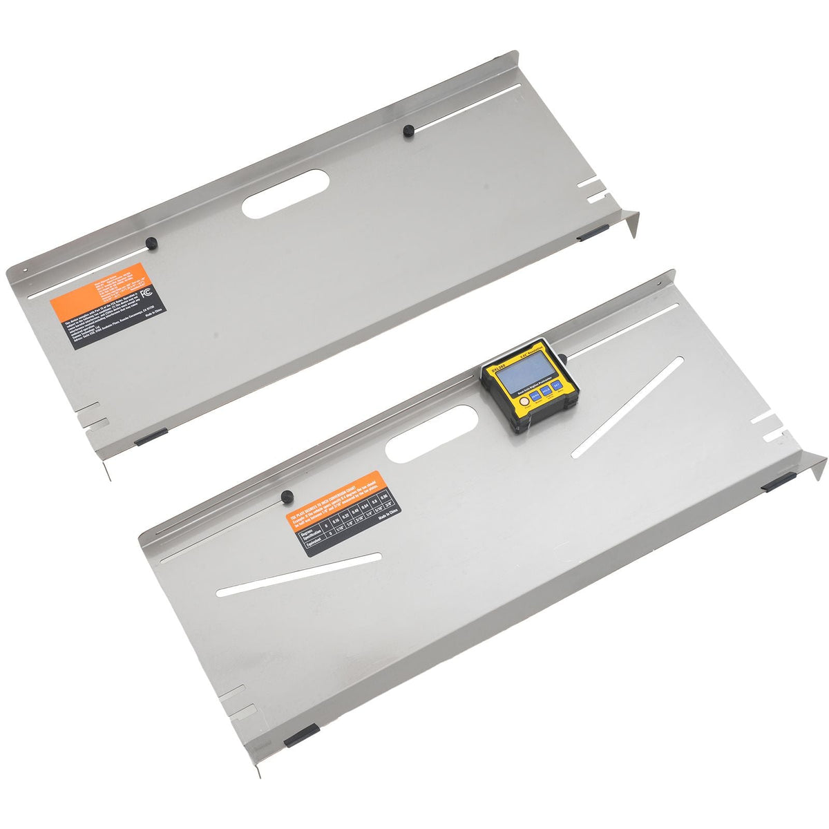 Wheel Alignment Tool, 2-Pack Toe Plates, Camber/Caster/Toe Gauge 0.1° Accuracy, Stainless Steel Tool Plate, Magnetic Slots and 6 Alignment Rods, Includes 2 Measuring Tapes & Conversion Chart