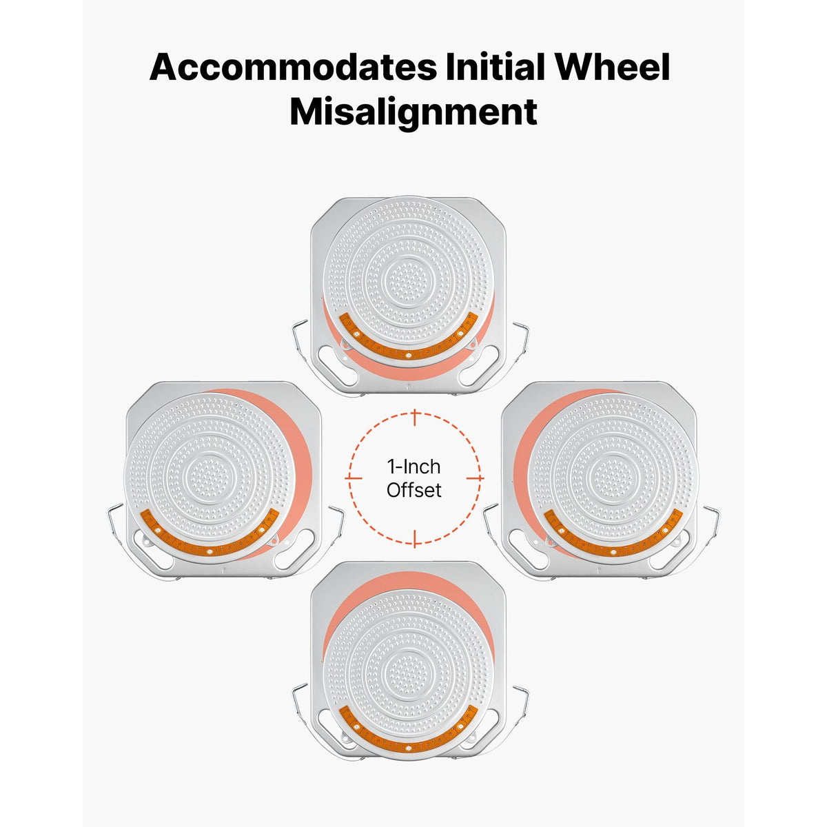 Wheel Alignment Turn Plates, 2 PCS, 2-Ton Capacity per Plate, Brass Dial Measurements, 360° Rotating Turntable Wheel Alignment Tool with Transition Bridge & Thrust Block for Car SUV Light Truck