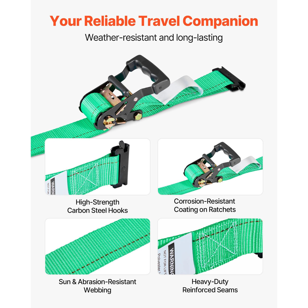 Wheel Chock Tie-Down Kit, Chock-Style Trailer Tie Down Strap, Car Tie Down Kit with Buckle, Break Strength 4380 lbs & Working Load 1460 lbs Motorcycle Tie-Down System for ATVs, UTVs & Trailers