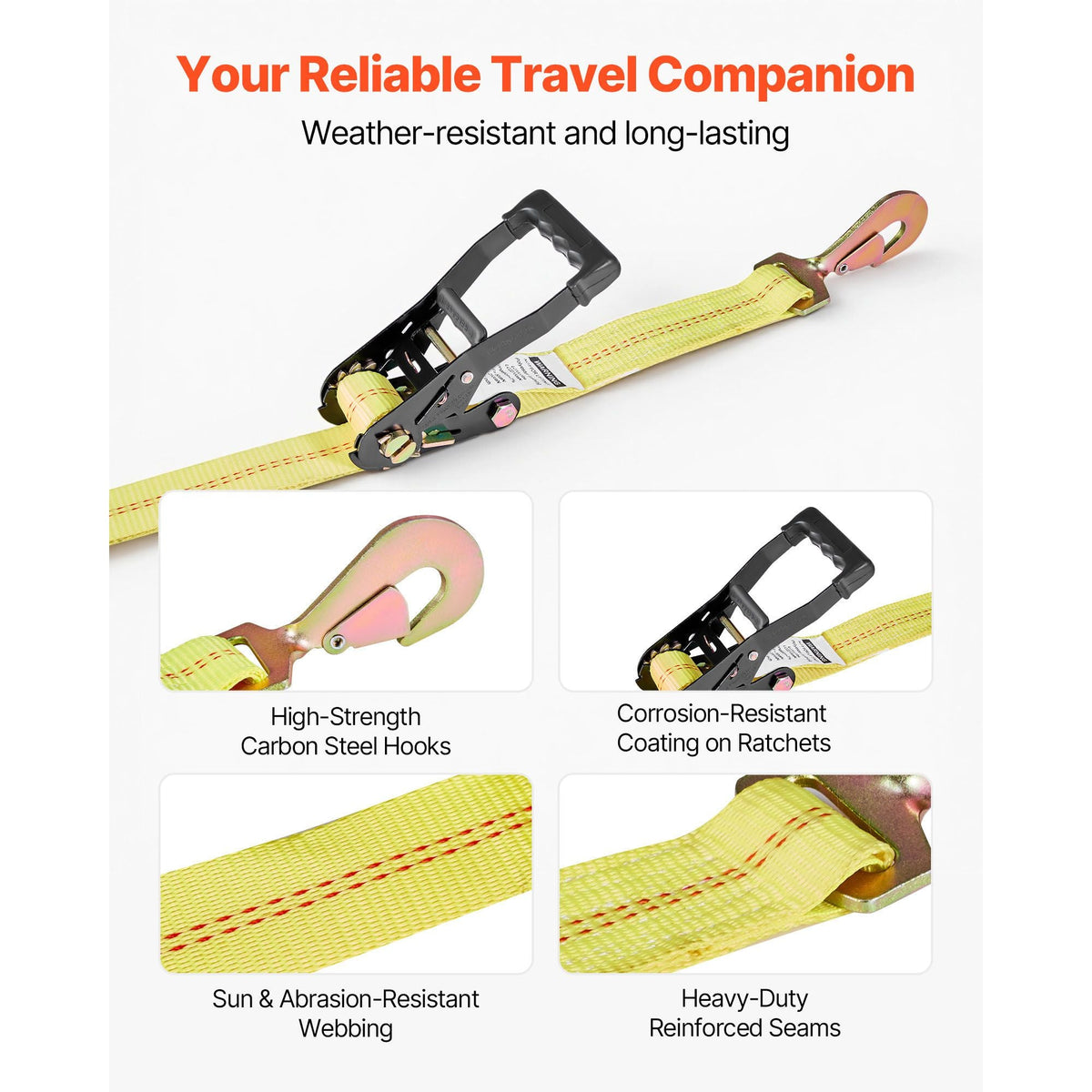 Wheel Chock Tie-Down Kit, Tire-Style Trailer Tie Down Strap, Car Tie Down Kit with Spring Hook, Break Strength 10009 lbs & Working Load 3333 lbs Motorcycle Tie-Down System for ATV, SUV, Trailer