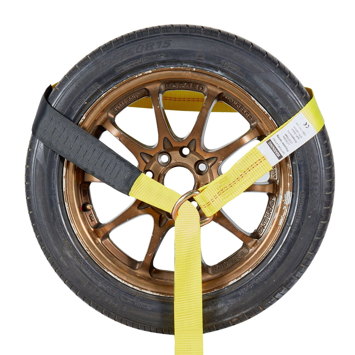 Wheel Chock Tie-Down Kit, Tire-Style Trailer Tie Down Strap, Car Tie Down Kit with Spring Hook, Break Strength 10009 lbs & Working Load 3333 lbs Motorcycle Tie-Down System for ATV, SUV, Trailer