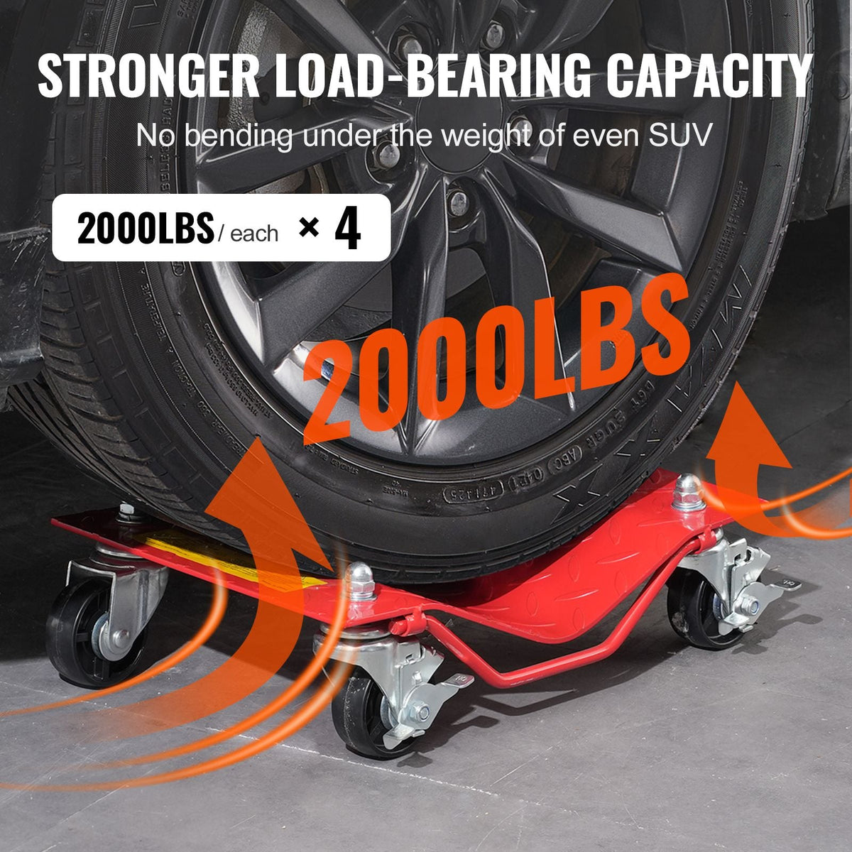 Wheel Dolly, 8000 lbs Capacity Heavy-Duty Steel Car Mover, Wheel Dolly Car Tire Stake Set with Brakes, Vehicle Moving Cart Moving Cars, Trucks, Trailers, Motorcycles, and Boats, Set of 4, Red