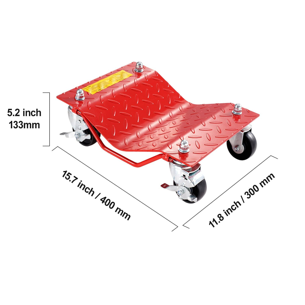 Wheel Dolly, 8000 lbs Capacity Heavy-Duty Steel Car Mover, Wheel Dolly Car Tire Stake Set with Brakes, Vehicle Moving Cart Moving Cars, Trucks, Trailers, Motorcycles, and Boats, Set of 4, Red