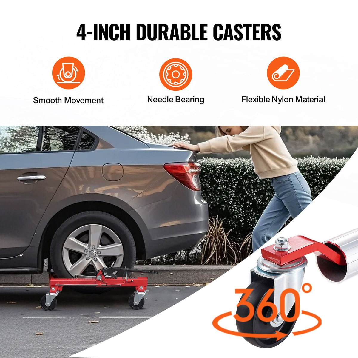 Wheel Dolly, Max Capacity 1500 Lbs Car Dolly, Car Jack Dolly Lifter with 360° Rotatable Wheels, Heavy Duty Vehicle Positioning Ratchet Tire Jack, for Vehicle Car Auto Repair Moving, Set of 4