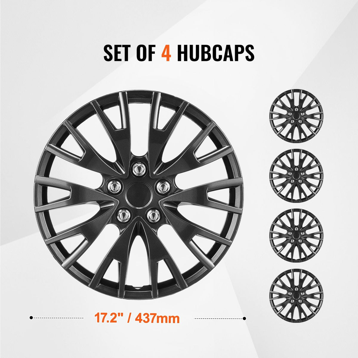 Wheel Rim Cover Hubcaps, 16 in Diameter, Sturdy & Durable Scratch-Resistant Hubcap with Snap & Valve Nozzle Hole, ABS & PC Hubcap with High Rigidity & Less Wind Drag, Fits for All Weather Use