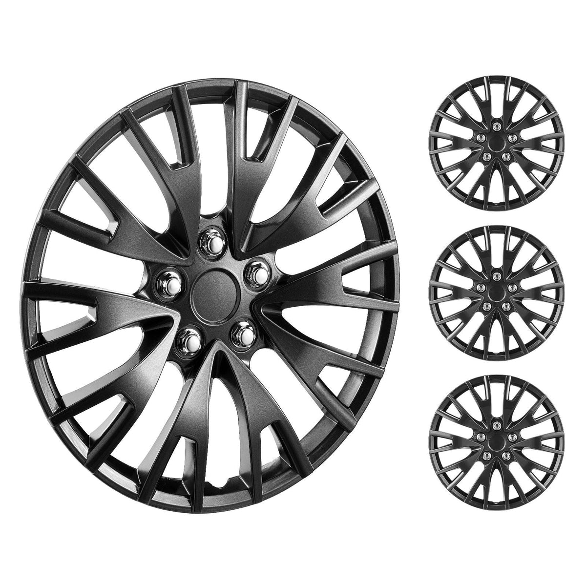 Wheel Rim Cover Hubcaps, 16 in Diameter, Sturdy & Durable Scratch-Resistant Hubcap with Snap & Valve Nozzle Hole, ABS & PC Hubcap with High Rigidity & Less Wind Drag, Fits for All Weather Use